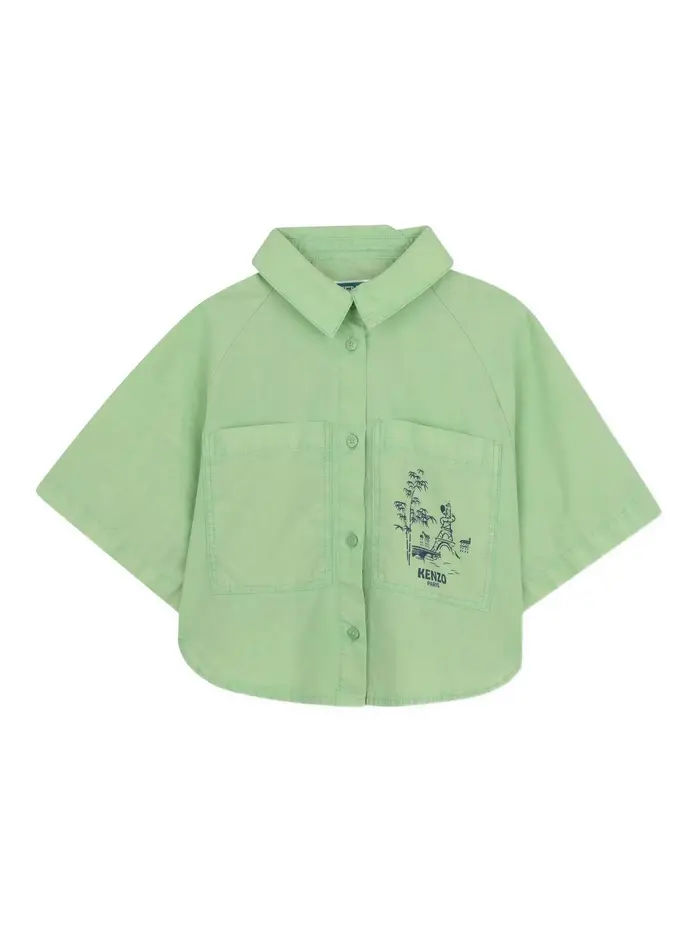 Kenzo Camicia Con Stampa Verde
