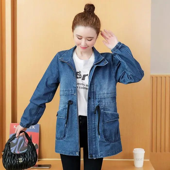 Cappotto Corto da Donna in Velluto Denim e Cotone Cappotto Corto Autunno e Inverno Nuovo Stile Coreano Lento Ispessito con Cappuccio Cappotto in Cotone M