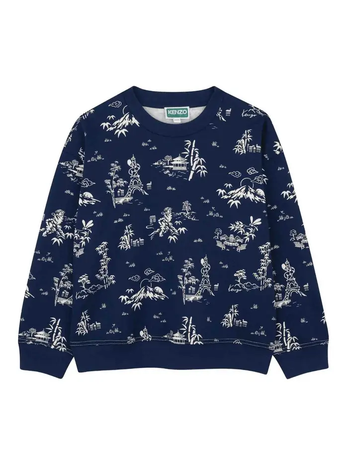 Kenzo Felpa Con Stampa Blu