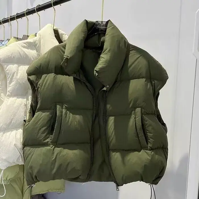 Gilet imbottito in cotone da donna Autunno e Inverno Nuova versione coreana Gilet in cotone ampio Gilet tinta unita Giacca XL