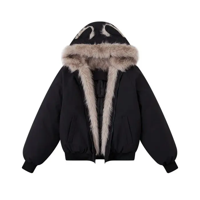 Nuova giacca con cappuccio in cotone piuma, media e lunga, giacca in cotone ispessito XXL nero