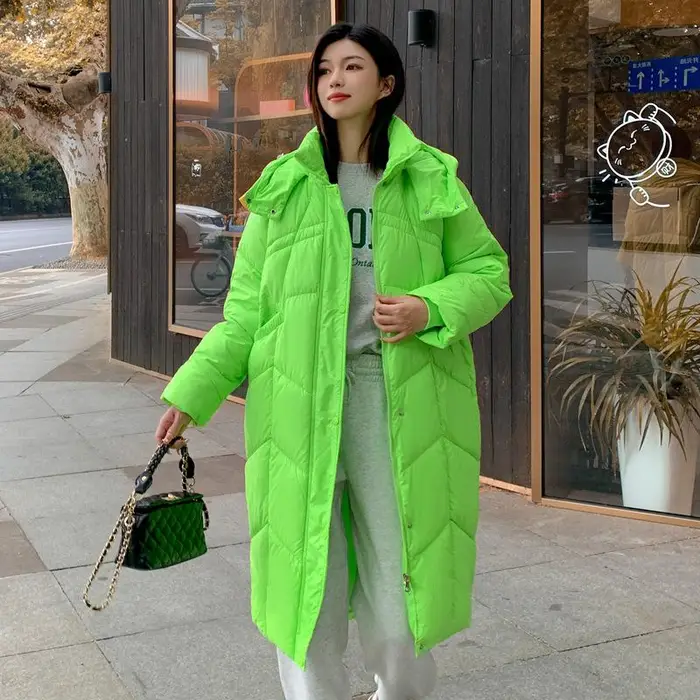 Nuovi Cappotti Invernali con Cappuccio in Piuma e Cotone Imbottito da Donna, di Media e Lunga Lunghezza, Giubbotti Imbottiti in Cotone Larghi XXL verde