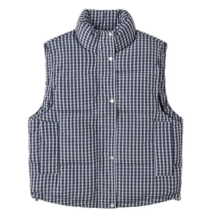 Kenzo Nuovi Vestiti in Cotone, Gilet, Gilet a Quadri Blu da Donna, Stratificato Indossato Lento Versione Coreana della Giacca Calda