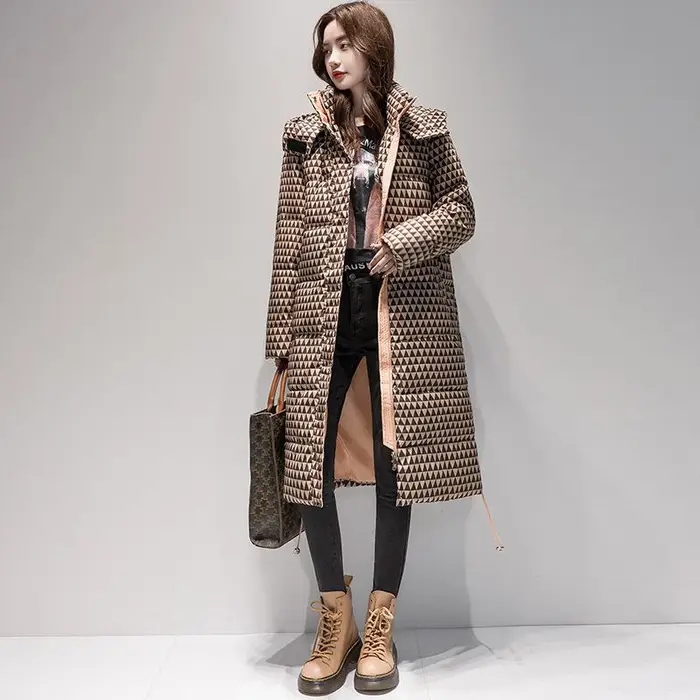 Kenzo Nuovo Stile Donna Cappotto Trapuntato in Cotone a Quadri Invernale Piccolo Stile Fragrante Cappotto in Cotone Pied-de-poule Spesso