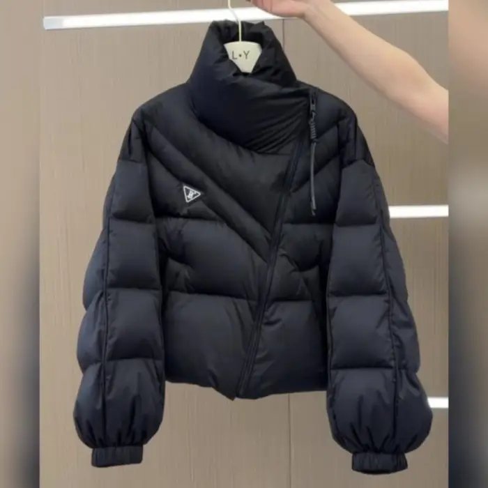 Nuovo Stile Giacca Corta Invernale da Donna Stile Coreano Piccolo Design Cotone Giacca Lunga Spessa in Cotone L nero