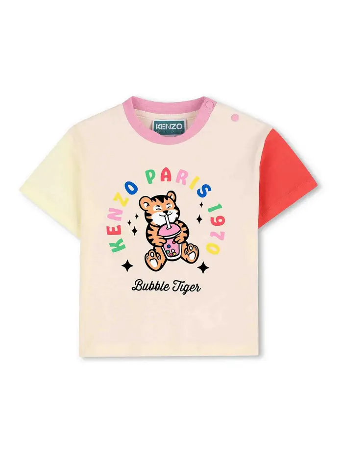 Kenzo T-Shirt Con Stampa Beige