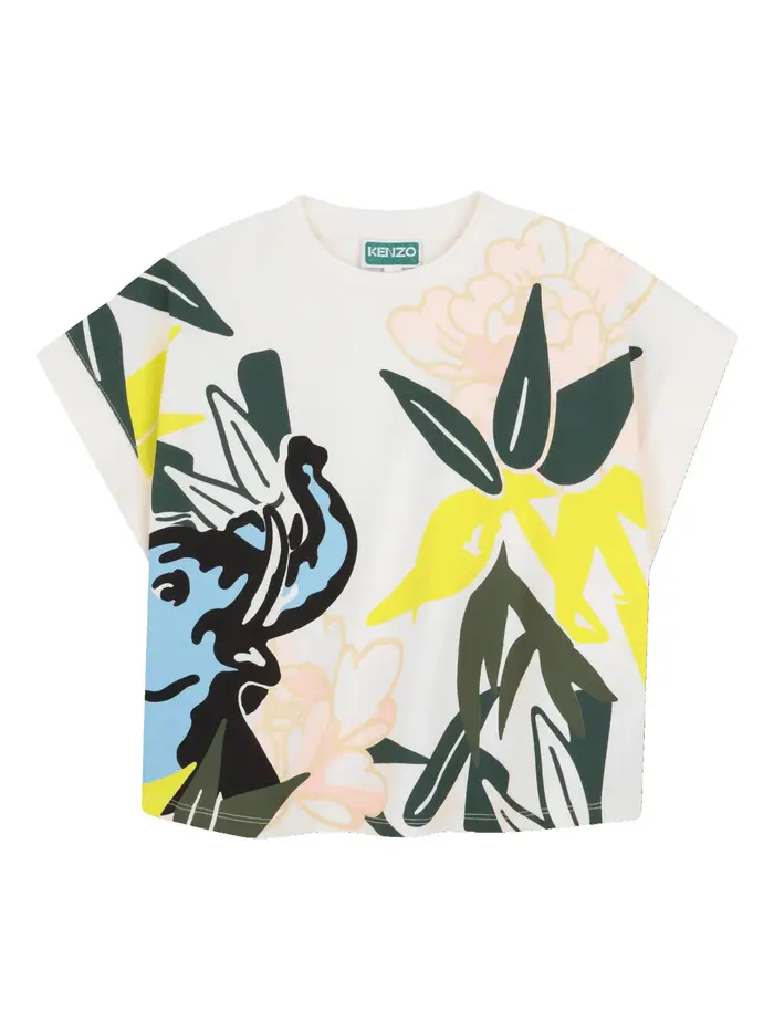 Kenzo T-SHIRT M/C ELEPHANT BAMBU` WHITE