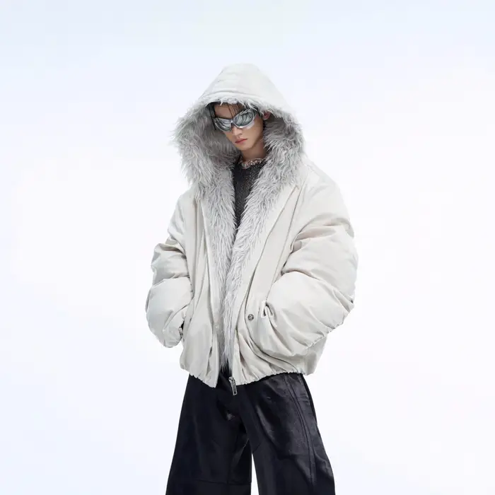 Vestiti di cotone con cappuccio a blocchi di colore, velluto pesante autunno e inverno, giacche corte impermeabili ispessite per uomo e donna XXL colore grigio chiaro