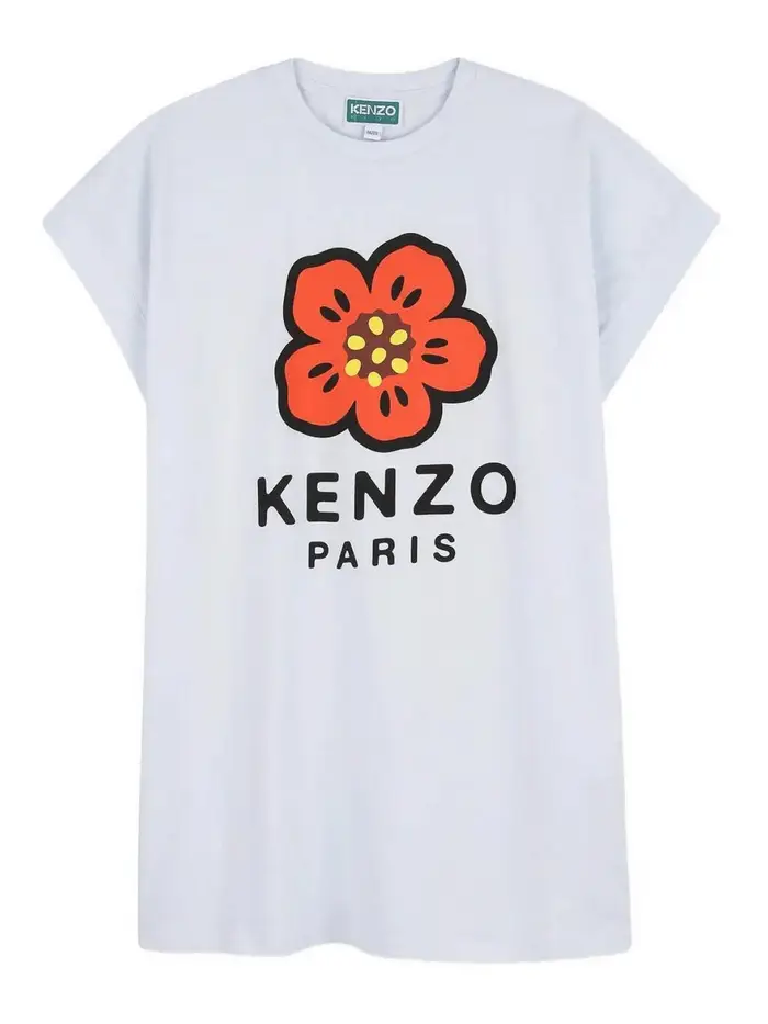 Kenzo Vestito in cotone a fiori Boke Blu