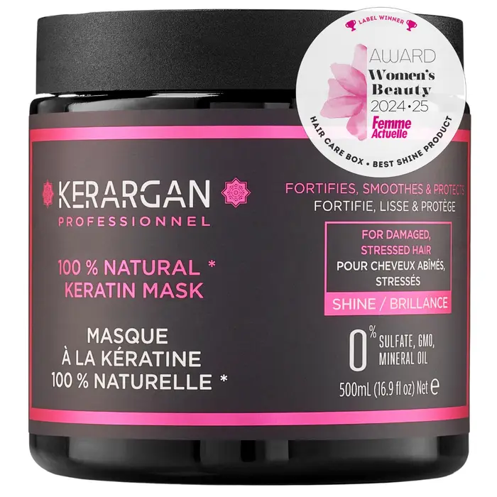 Kerargan Maschera per capelli alla cheratina per rigenerare e rinforzare i capelli - Capelli secchi e danneggiati - Senza solfati, parabeni