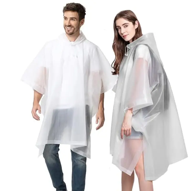 Keratobleem Poncho Antipioggia Riutilizzabile, 2 Pezzi Mantelli Impermeabile EVA con Cappuccio, Asciugatura Rapida