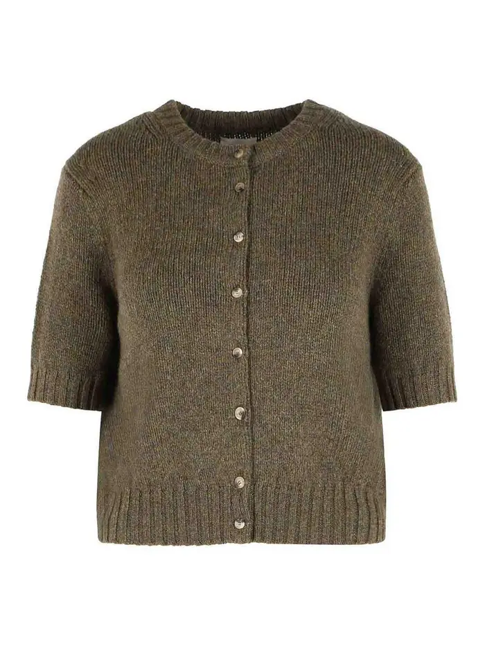 Khaite cardigan verde in cashmere