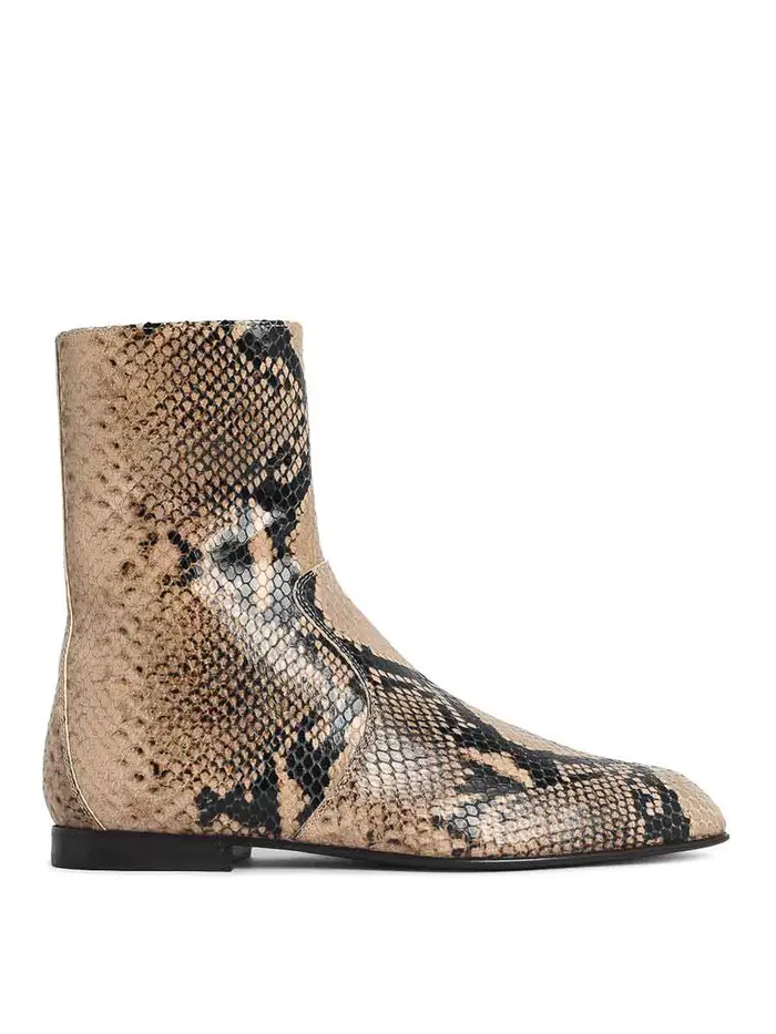 Khaite colt snake leather ankle boots Beige