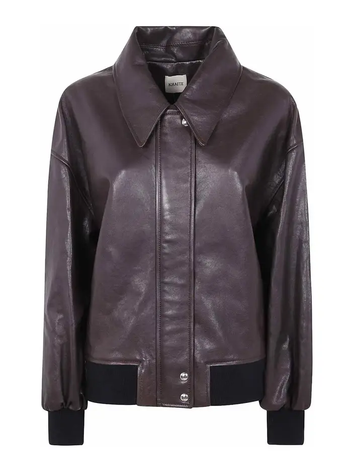 Khaite Giacca in pelle Shelman Marrone