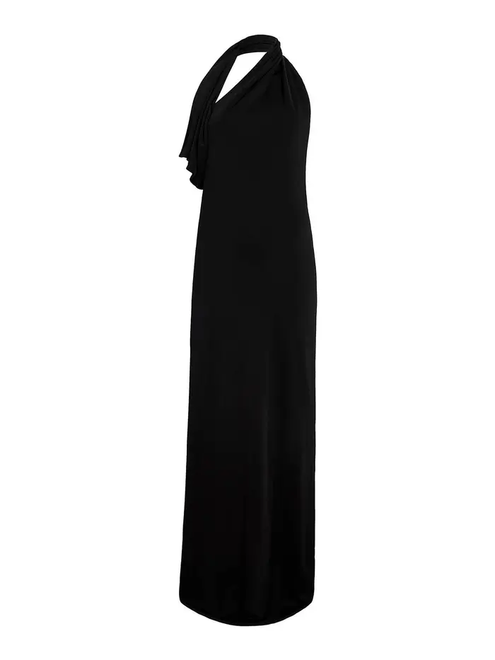 Khaite Vestito lungo la maglia viscosa roza Nero