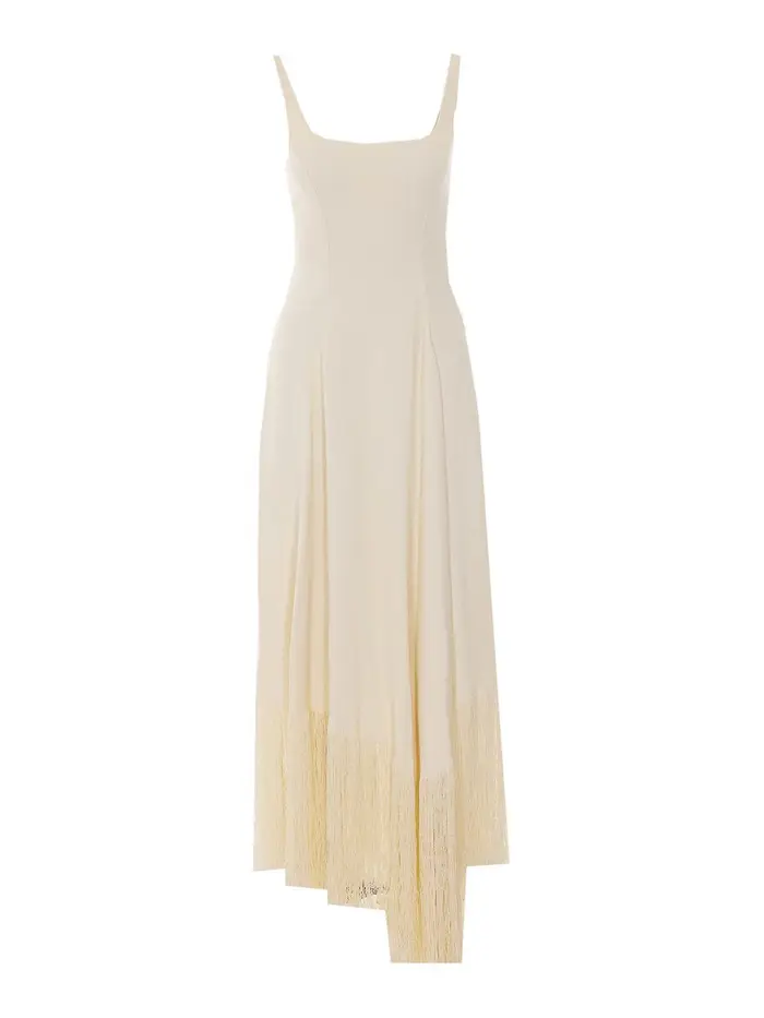 Khaite Vestito lungo Vivian beige crema Bianco