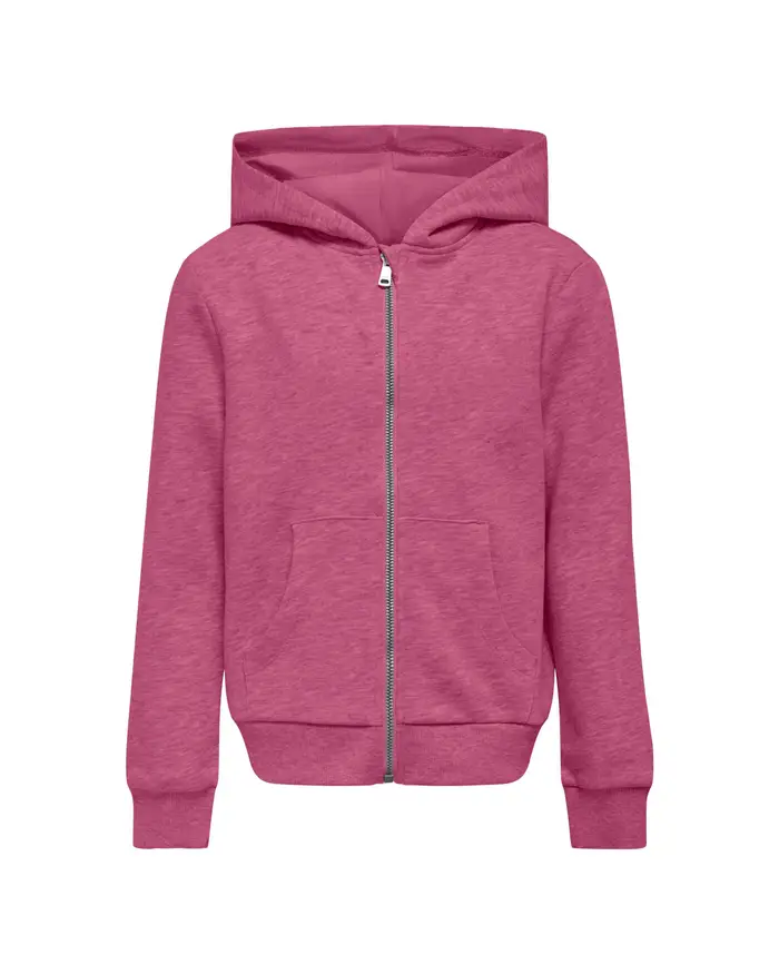 Felpa fucsia con cappuccio in puro cotone con chiusura a cerniera 8-14 anni