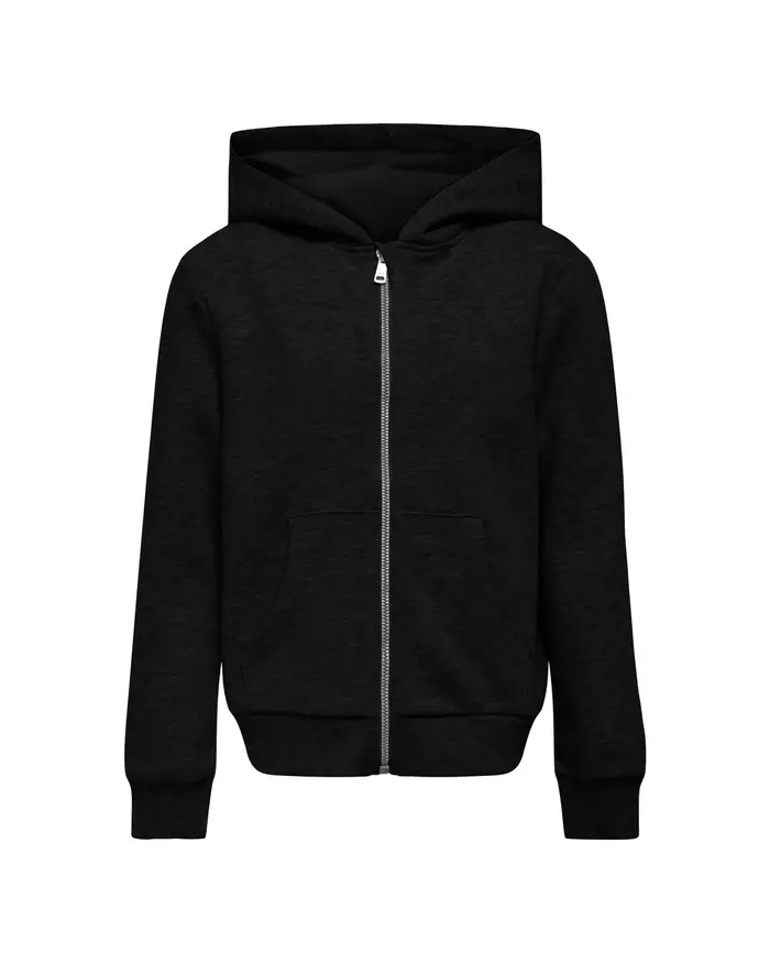Felpa nera con cappuccio in puro cotone con chiusura a cerniera 10-14 anni