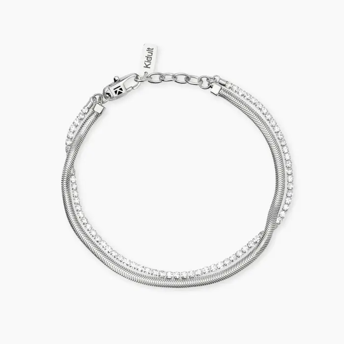 KIDULT Bracciale In Acciaio 316L Cristalli