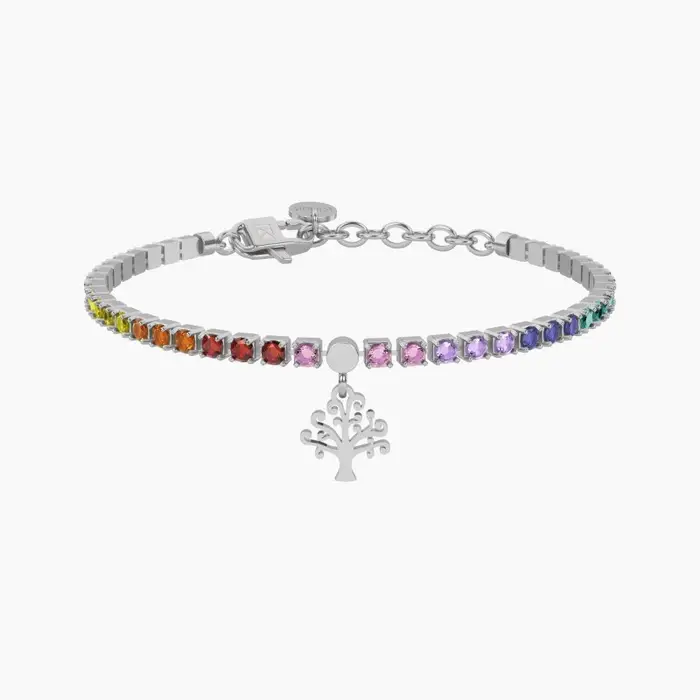 KIDULT Bracciale Tennis Multicolor Con Albero Della Vita