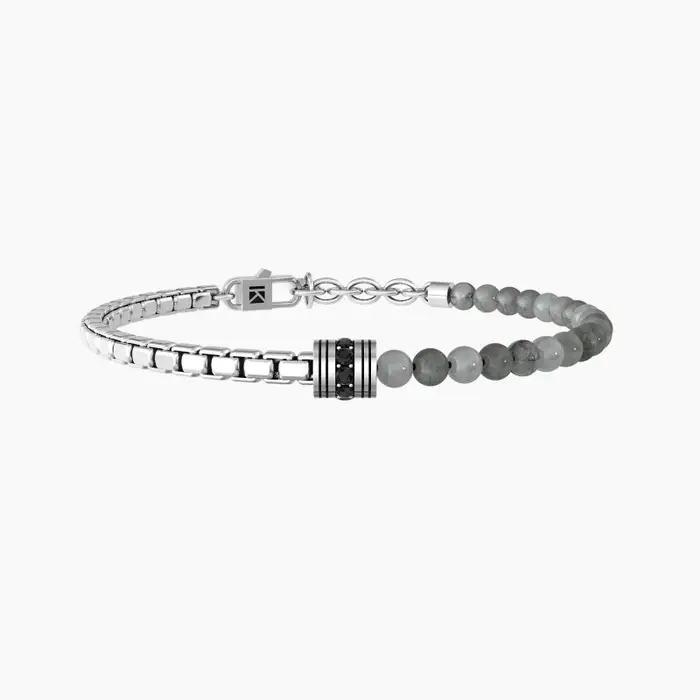 KIDULT Bracciale Uomo Con Catena E Agata Grigia Equilibrio