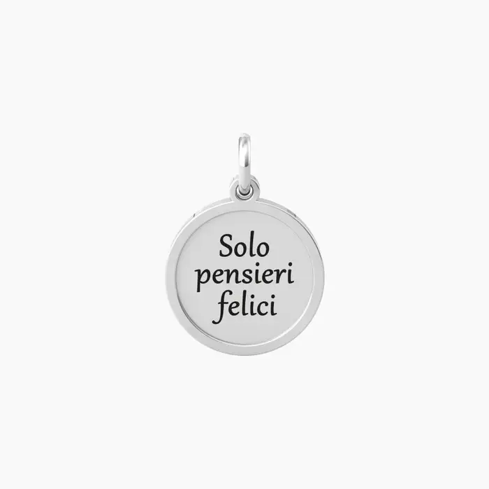 KIDULT Ciondolo Tondo Con Frase Pensieri Felici Pensiero Felice