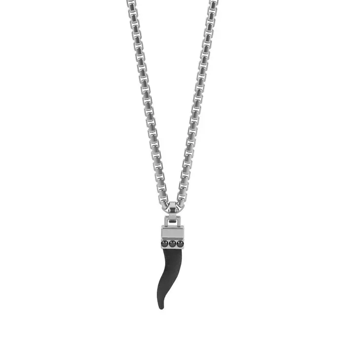 Collana In Acciaio 316L Pvd Gunmetal Cristalli - Kidult