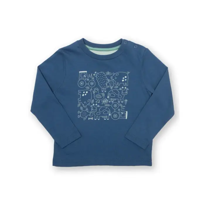 Kite Maglietta a manica lunga per bambini Farmtime Bleu
