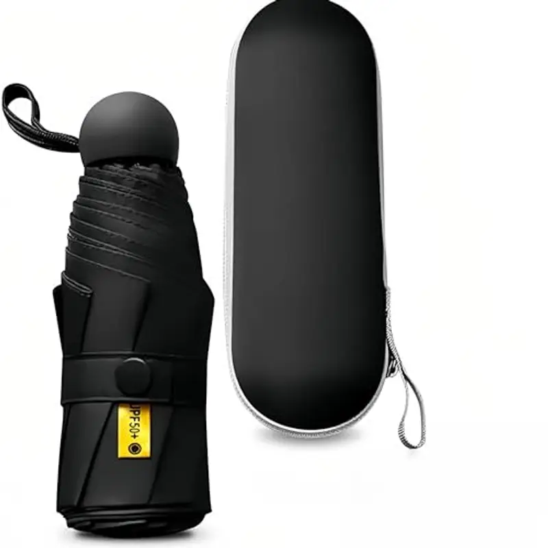 Kiuiom Pieghevole Ombrello da Viaggio, Portatile Compatto Ombrello, Umbrella Pioggia Antivento Anti UV, Mini Ombrello da Tasca 6 Costole