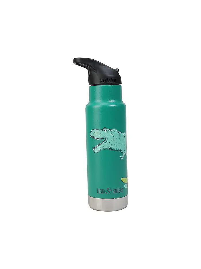 Klean Kanteen Borraccia in acciaio inox Kid Classic 355ml Flip Sport Cap isolata verde