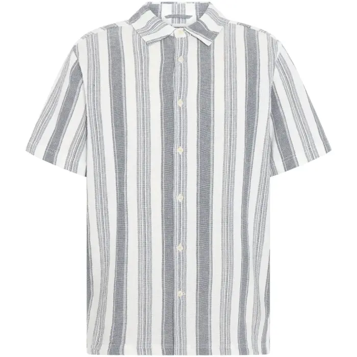 KnowledgeCotton Apparel Camicia Casual a Righe Bleu