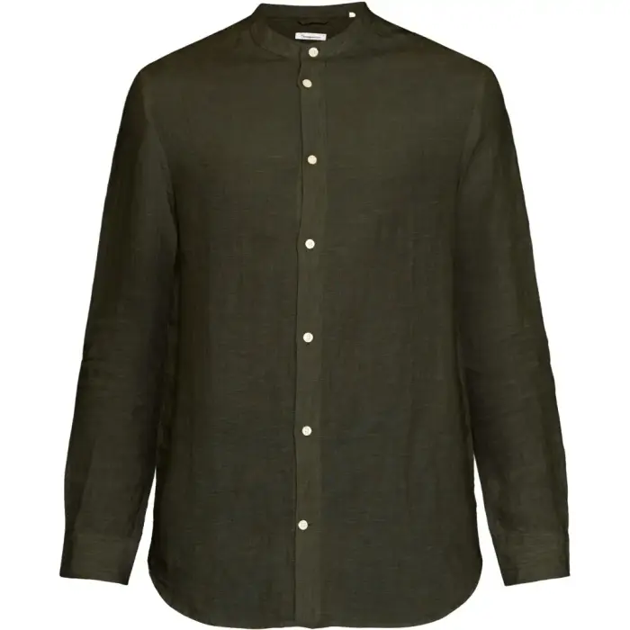 KnowledgeCotton Apparel Camicia col alto in lino Gots Vegan Vert