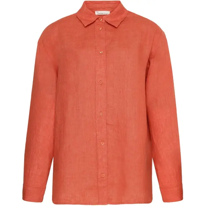 KnowledgeCotton Apparel Camicia da donna a maniche lunghe Loose Linen Orange