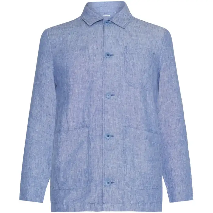 KnowledgeCotton Apparel Camicia spessa a maniche lunghe in lino Bleu