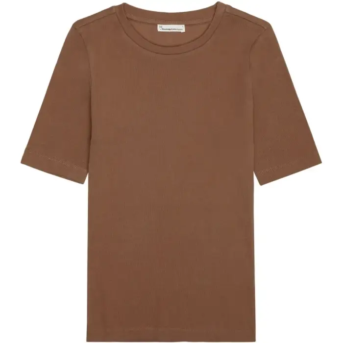 KnowledgeCotton Apparel T-shirt da donna a coste Beige