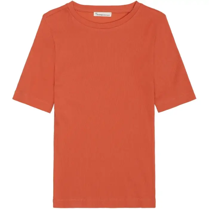 KnowledgeCotton Apparel T-shirt da donna a coste Orange