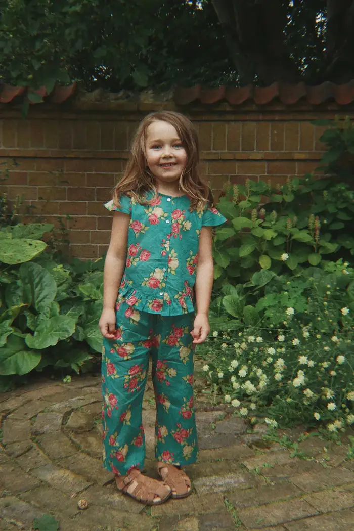 Konges Sløjd pantaloni per bambini in cotone VIOLA FRILL PANTS GOTS Verde
