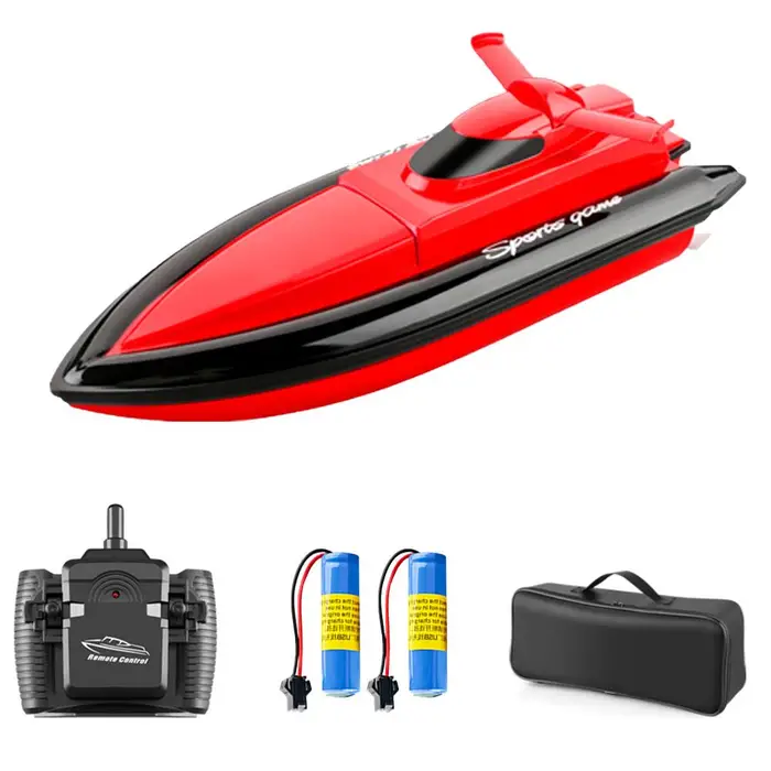 Koogeelife 800 Barche telecomandate 2 4G 20 km/h Barca RC Giocattolo RC Regalo per Bambini Adulti Ragazzi Ragazze con Borsa 3 red-2 battery