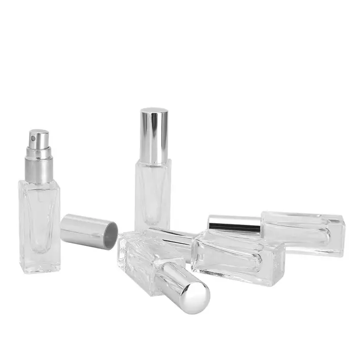 Atomizzatore di profumo portatile da viaggio ricaricabile per flacone spray per profumo vuoto in vetro da 5 ml(6mlTesta Argentata )
