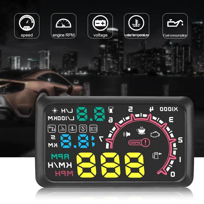 Koogeelife Car HUD Head Up Display 5,5 Proiettore per parabrezza con avviso di eccesso di velocità KM/h e MPH Interfaccia OBD2