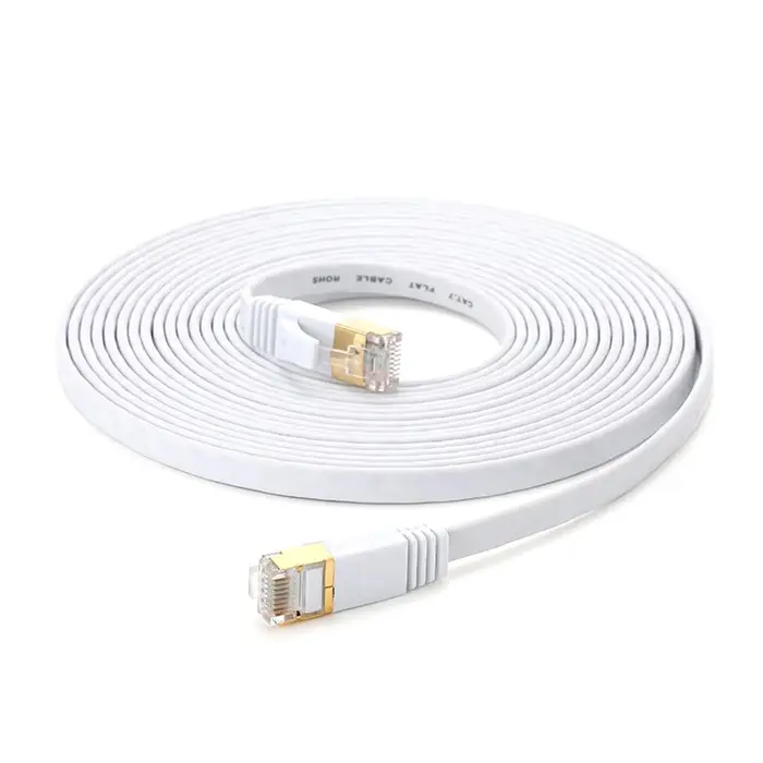 Koogeelife Cavo Ethernet Cat 7 32AWG Rame senza ossigeno 10 Gbps Internet piatto ad alta velocità con larghezza di banda 600 Mhz 10m bianco