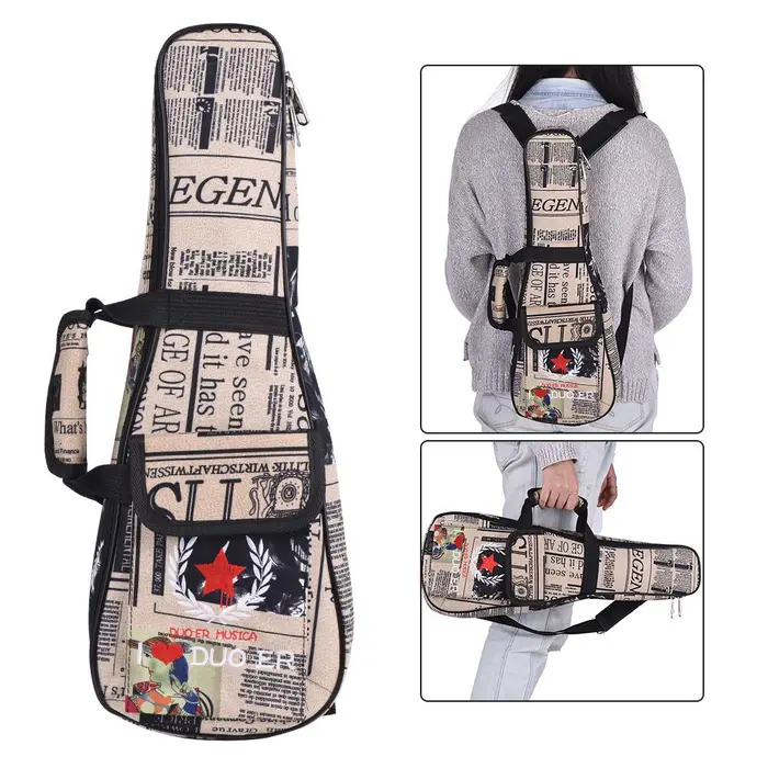 Koogeelife Custodia per Ukelele da 21 /24 modello di carta tasca per zaino Oxford imbottita da 6 mm