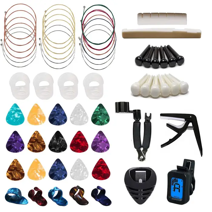 Koogeelife Kit di riparazione per chitarra Kit per la cura della chitarra Set di strumenti di manutenzione Accessori per chitarra