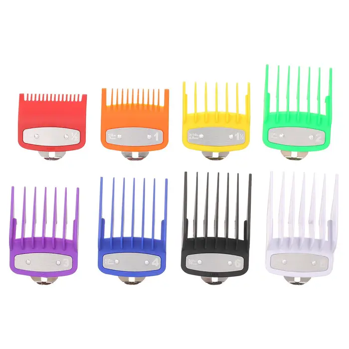Koogeelife Set di 8 pettini guida per taglio da barbiere, set di strumenti per parrucchieri, set di pettini colorati compatibili con WAHL