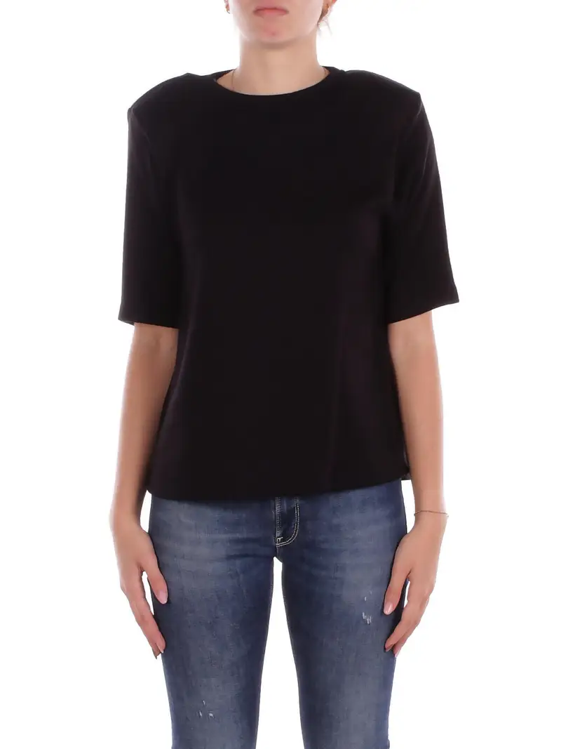 KOSTUMN1° Felpa Donna Nero Shirt in maglia c/ricamo