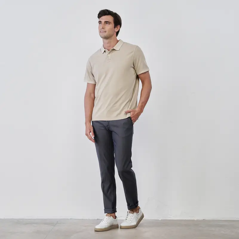 KOXO Pantaloni lunghi blu da uomo in cotone con tasche