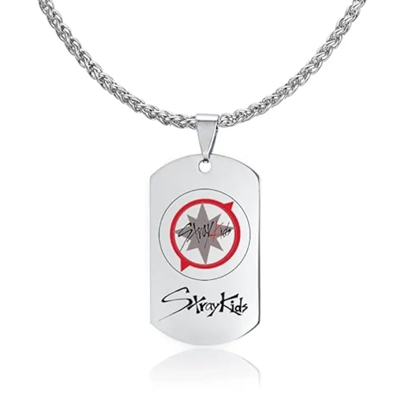 ZHENGGE Kpop Stray Kids Collana con ciondolo a forma di merch, per bambini, in acciaio inox, per regali, Acciaio inossidabile