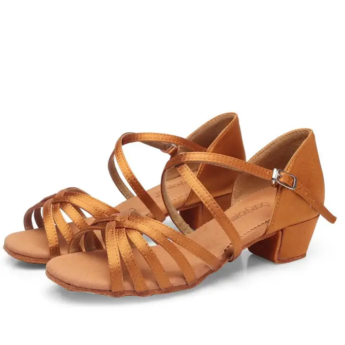 KR-ZAHUODIAN Scarpe da Ballo da Ragazza per Interno con Suola Morbida Scarpe da Ballo Latino 35 marrone