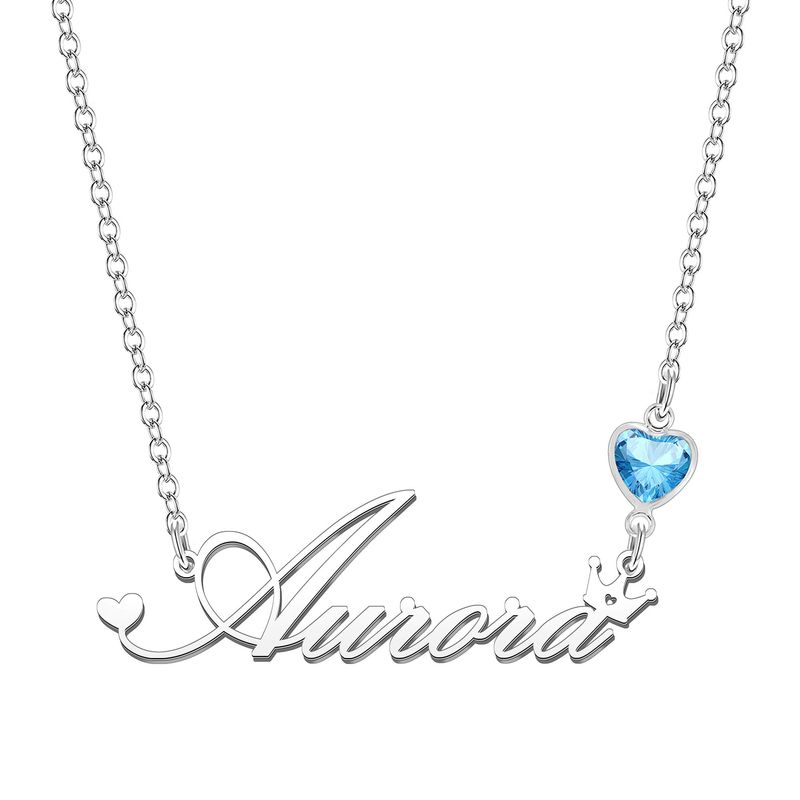 Kraven Collana Donna Pietra di Nascita Blu Nome Personalizzato