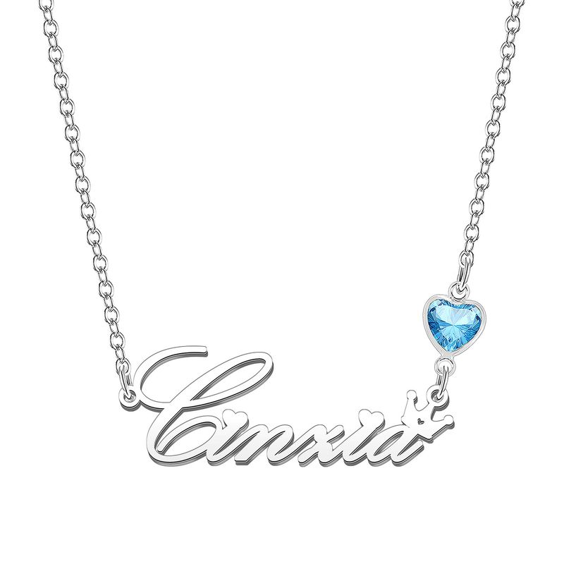 Kraven Collana Donna Pietra di Nascita Blu Incisa Personalizzata